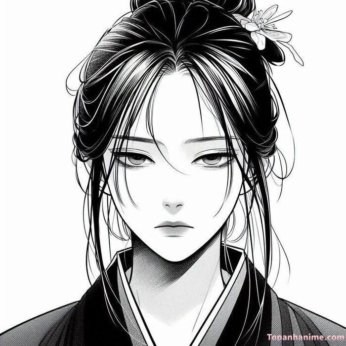 Ảnh anime nữ trắng đen 20