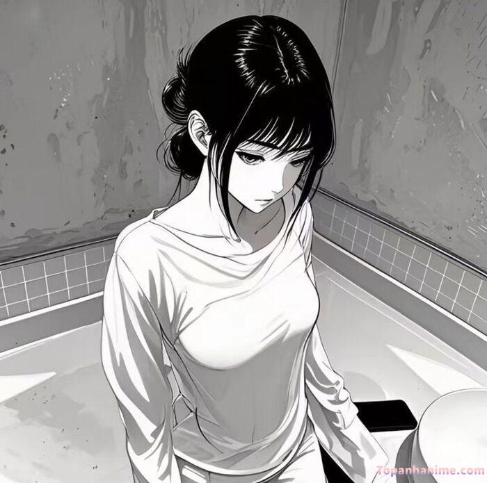 Ảnh anime nữ trắng đen 23