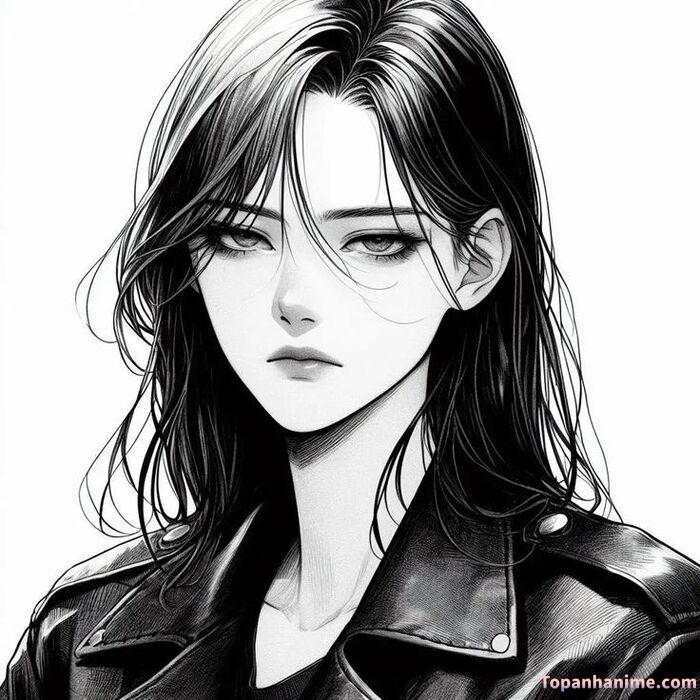 Ảnh anime nữ trắng đen 29