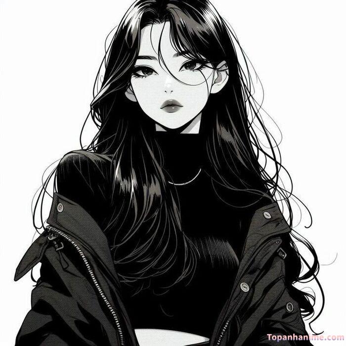 Ảnh anime nữ trắng đen 36