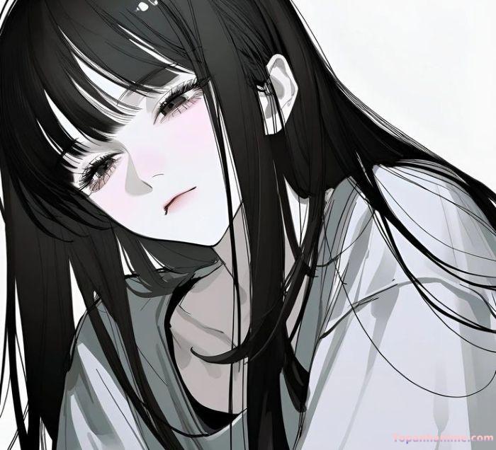 Ảnh anime nữ trắng đen 38