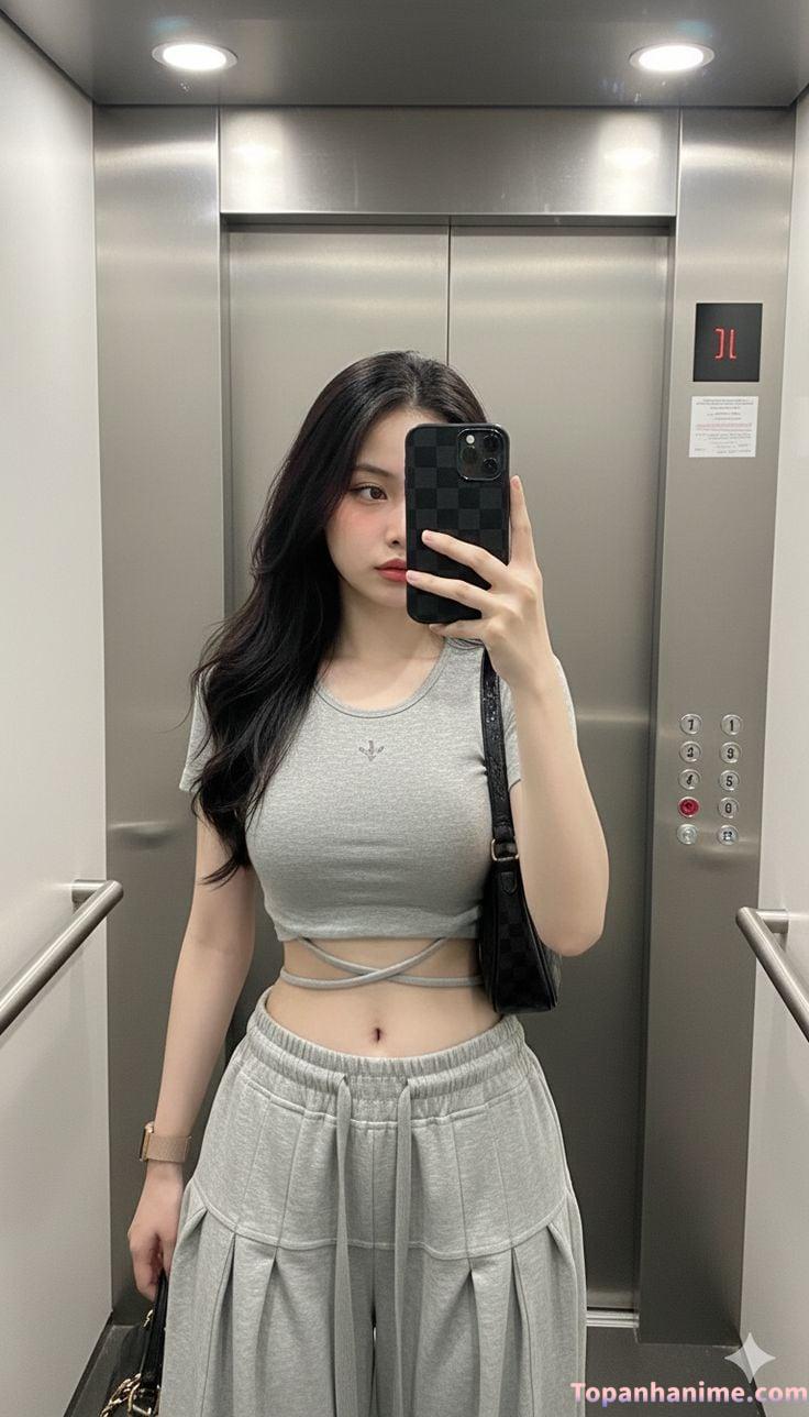 Ảnh gái xinh che mặt bằng điện thoại 4