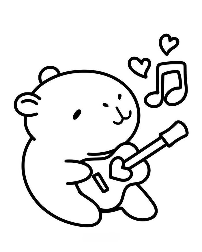 tranh tô màu capybara cute 10