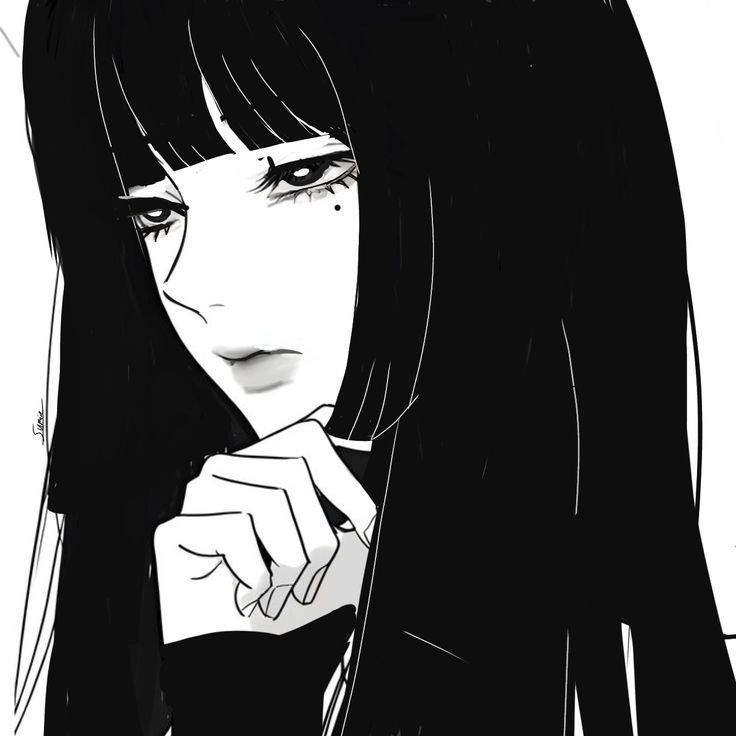 Ảnh Anime Nữ Đen Trắng 4