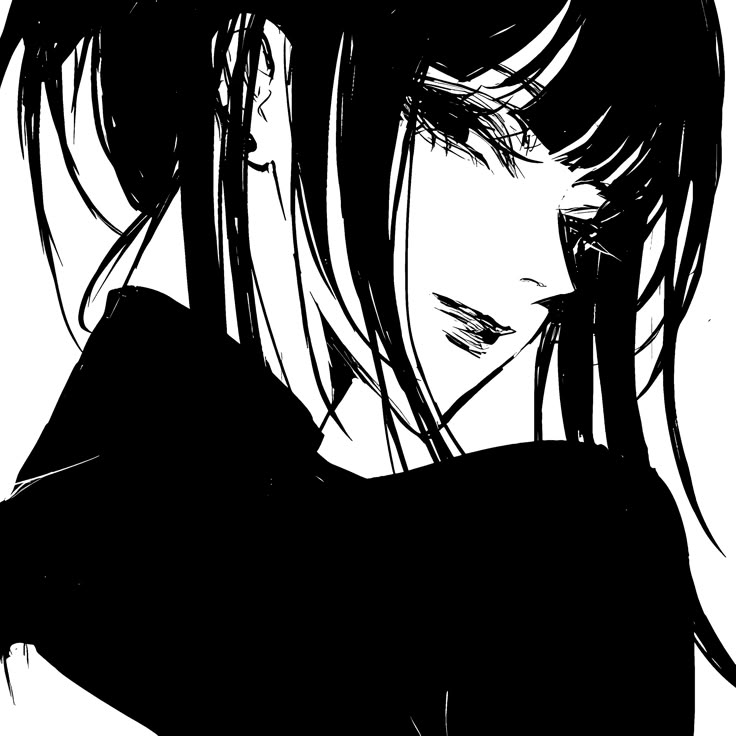 Ảnh Anime Nữ Đen Trắng 15