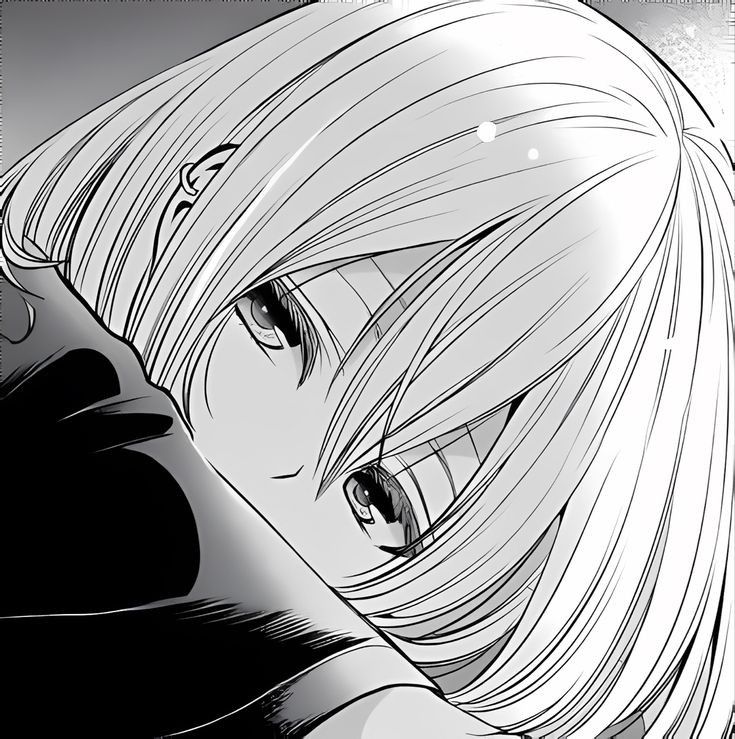 Ảnh Anime Nữ Đen Trắng 10