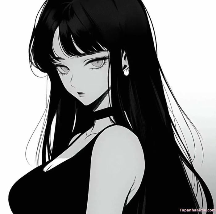 Ảnh anime nữ trắng đen 2