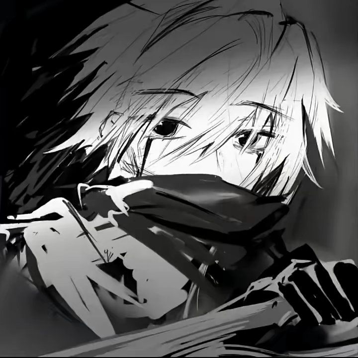 Ảnh anime trắng đen tối giản 1