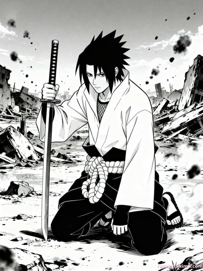 ảnh anime trắng đen 9