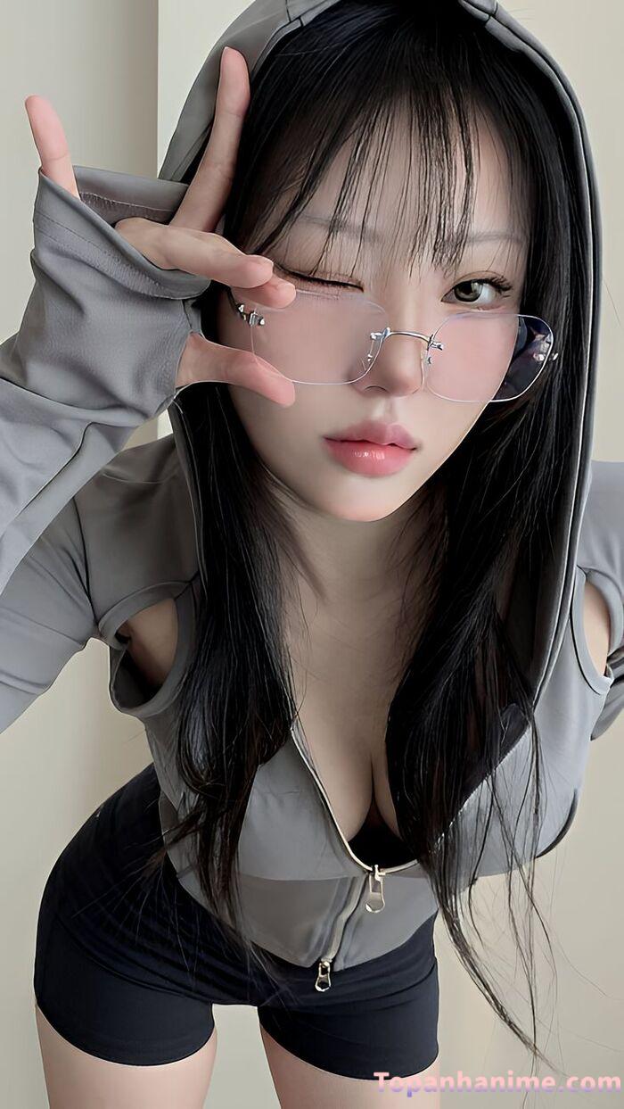 ảnh gái xinh tóc dài đeo kính che mặt 34