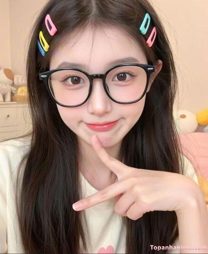 ảnh gái xinh tóc dài đeo kính che mặt 37