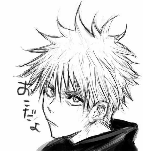 Hình Ảnh Gojo Manga Trắng Đen 54