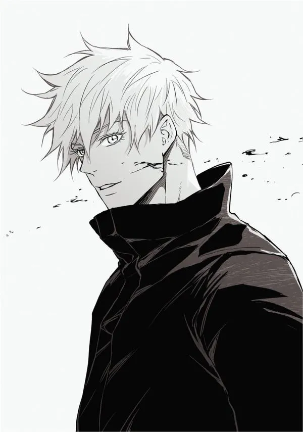 Hình Ảnh Gojo Manga Trắng Đen 66