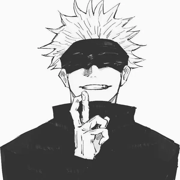 Hình Ảnh Gojo Manga Trắng Đen 73