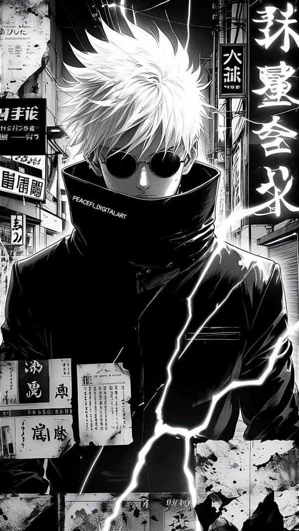 Hình Ảnh Gojo Manga Trắng Đen 9