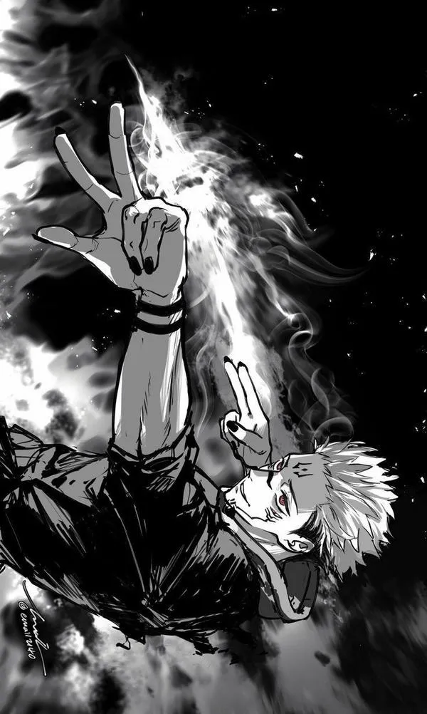 Hình Ảnh Gojo Manga Trắng Đen 27