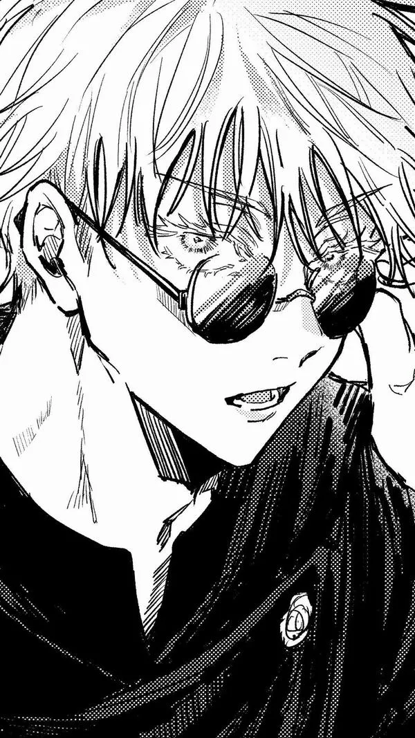 Hình Ảnh Gojo Manga Trắng Đen 3