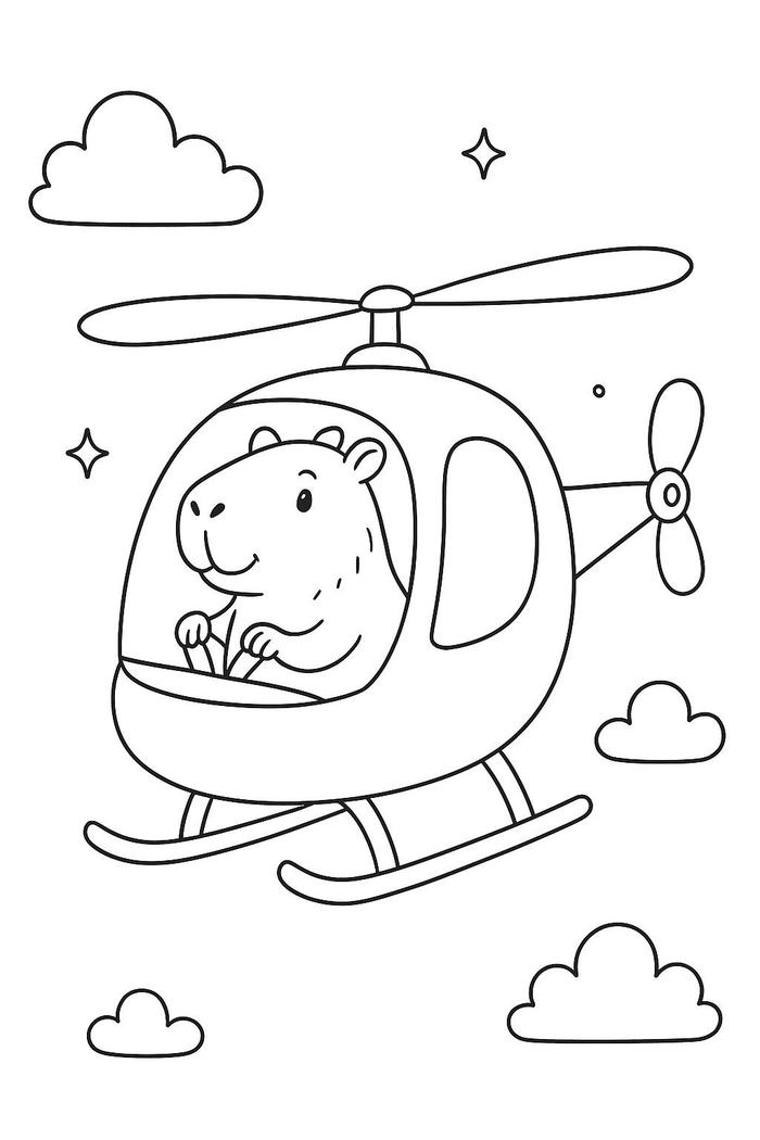 tranh tô màu capybara cute 24