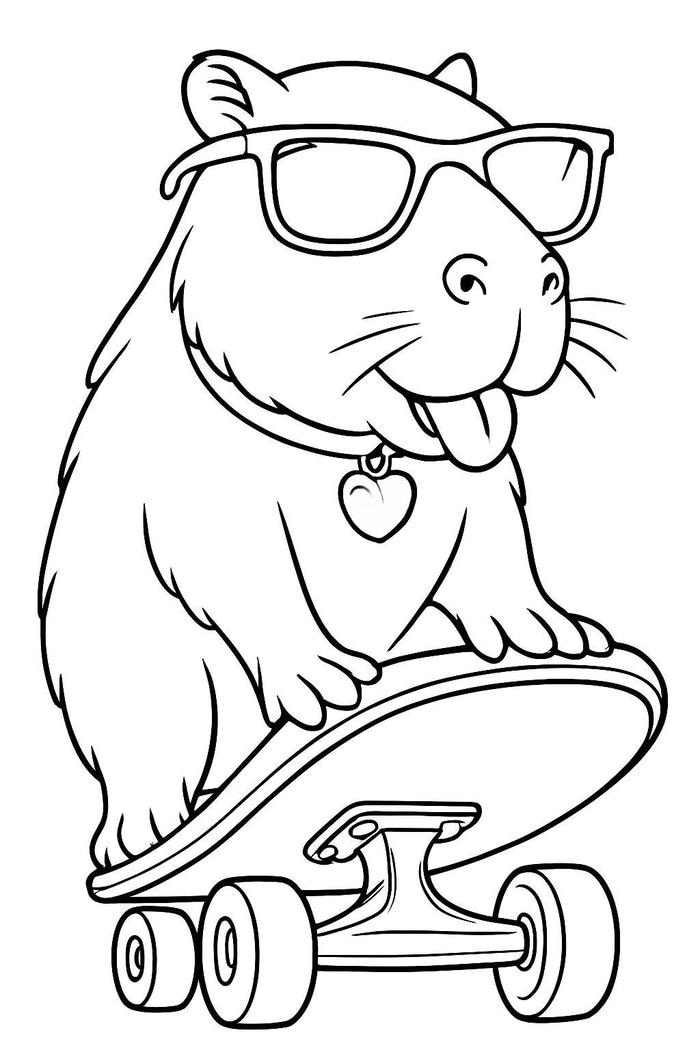 tranh tô màu capybara cute 22