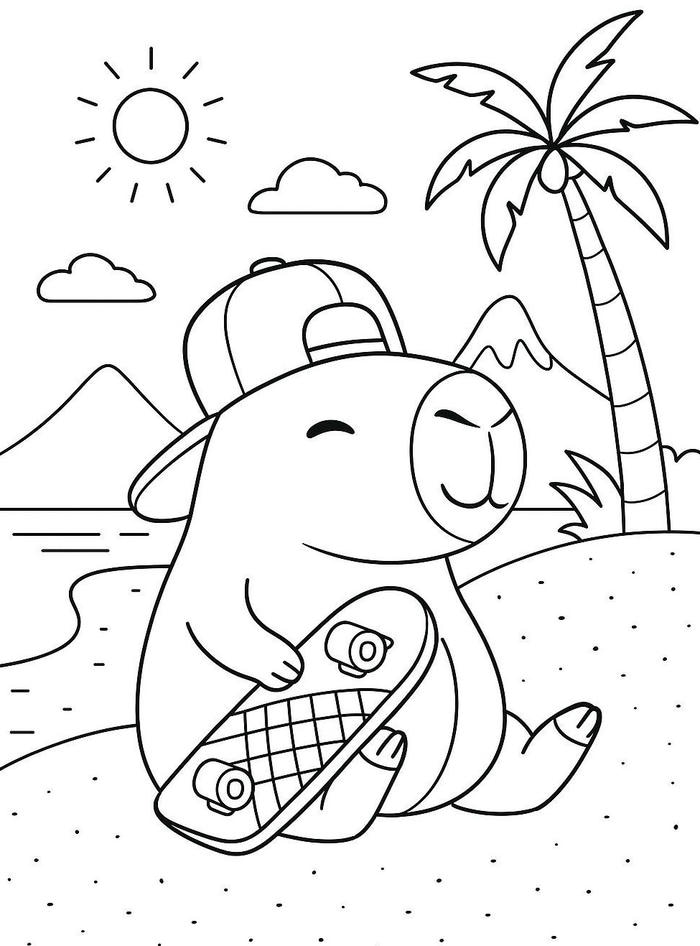 tranh tô màu capybara cute 36