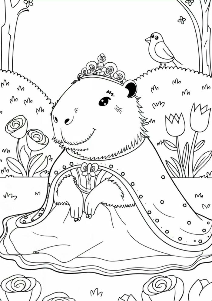 tranh tô màu capybara cute 35