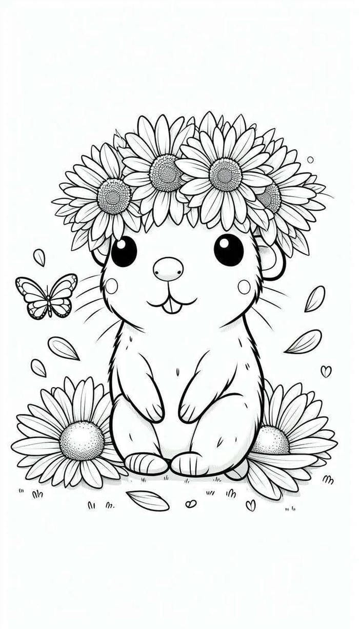 tranh tô màu capybara cute 34