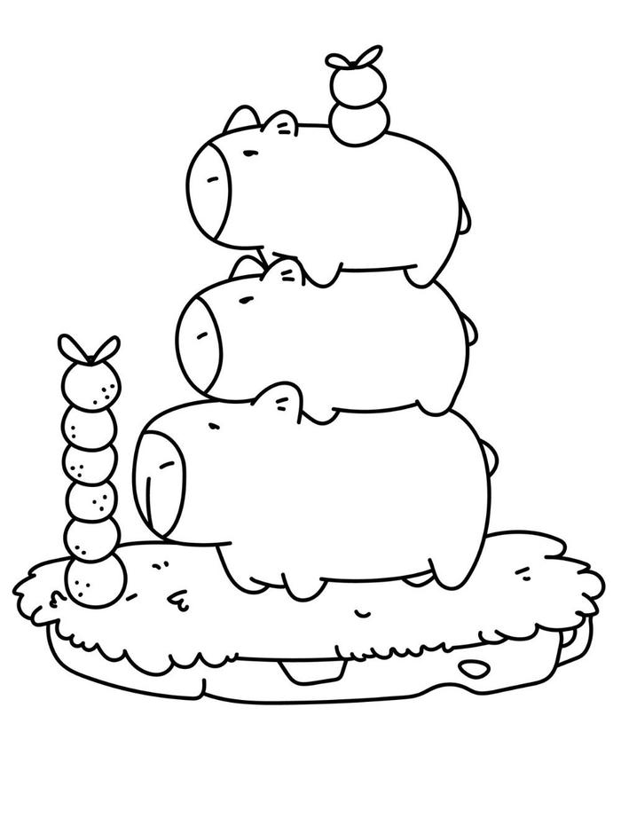 tranh tô màu capybara cute 16