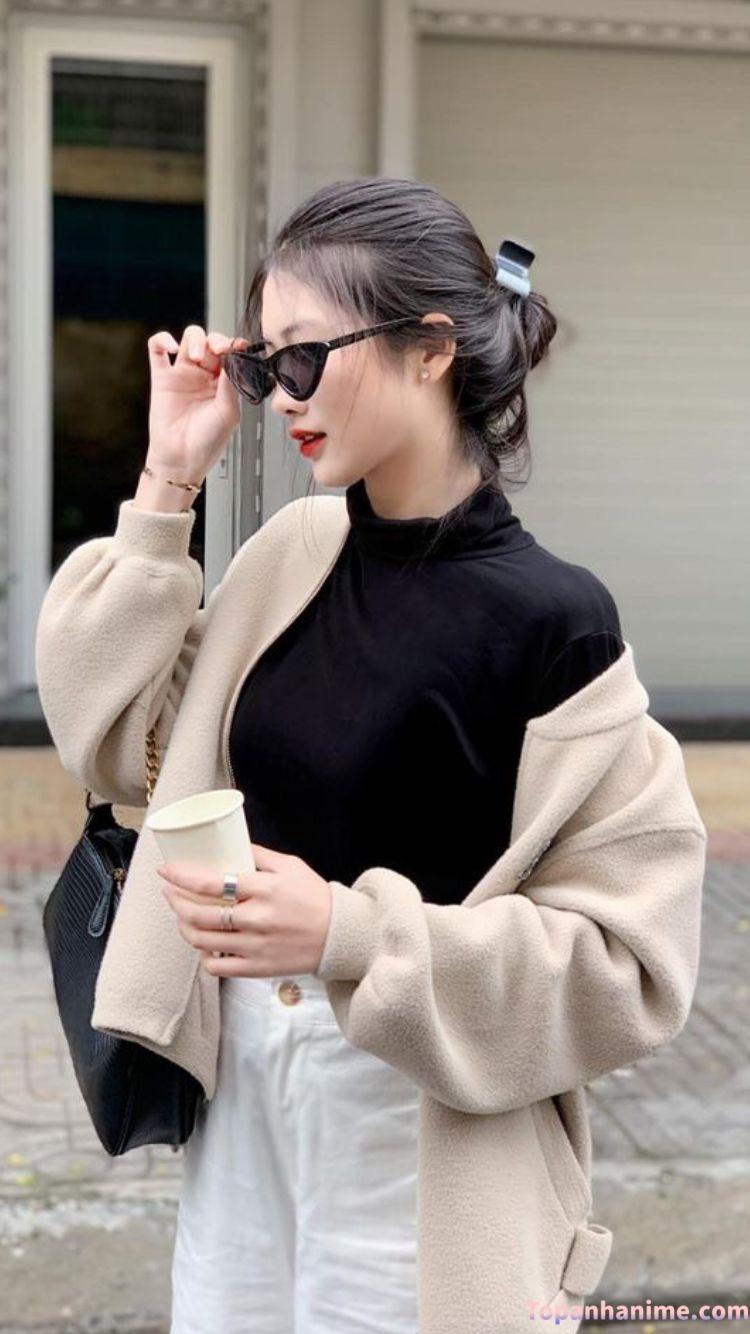 ảnh gái xinh tóc dài đeo kính che mặt 8