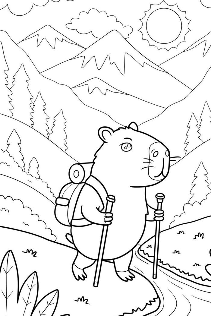 tranh tô màu capybara cute 50