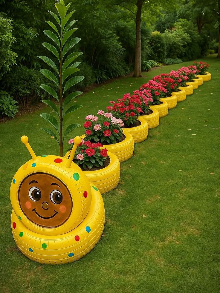 Trang Trí Lốp Xe Trồng Hoa 17