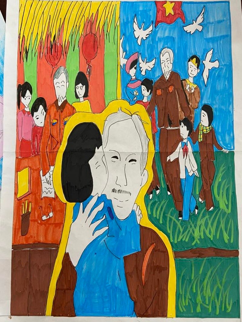 vẽ tranh Bác Hồ với thiếu nhi 3