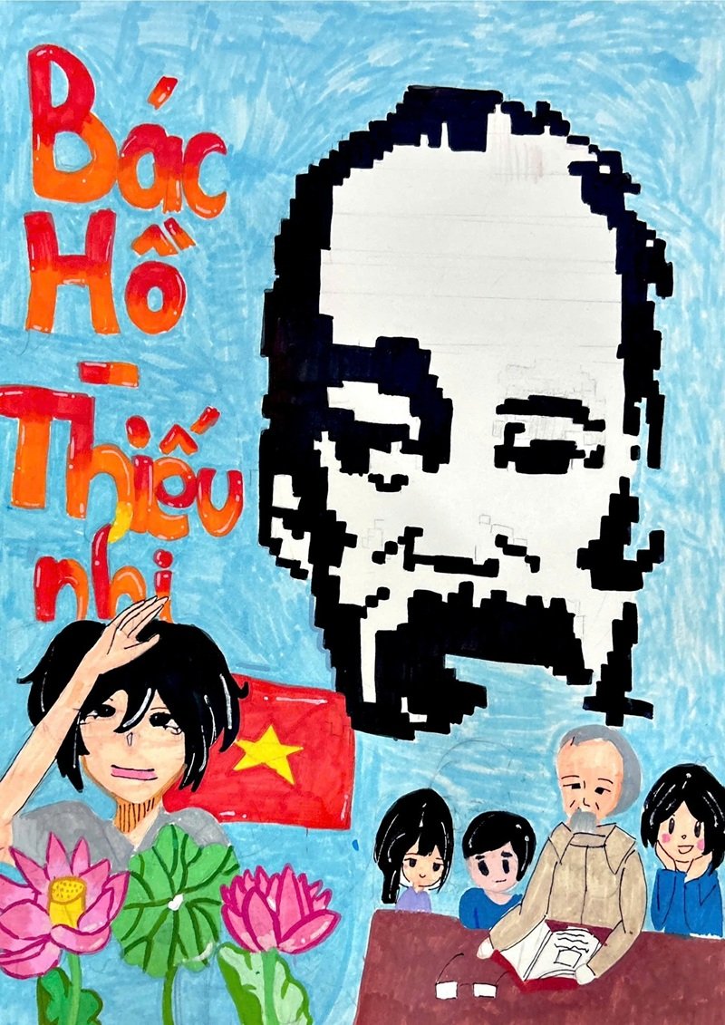 vẽ tranh Bác Hồ với thiếu nhi 4