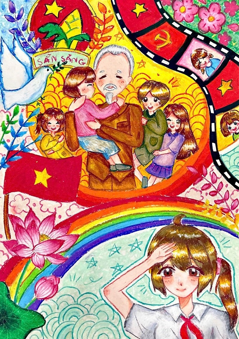 vẽ tranh Bác Hồ với thiếu nhi 13