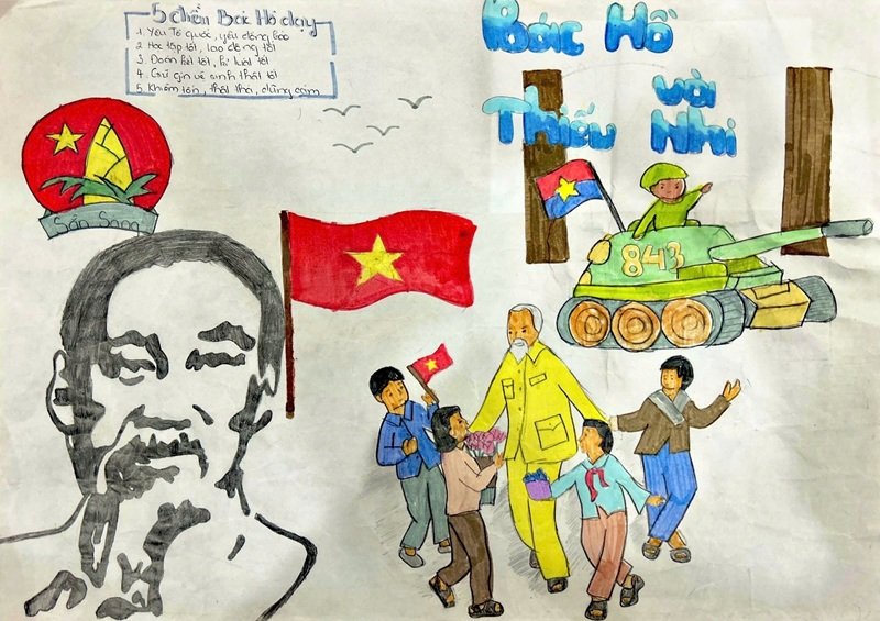 vẽ tranh Bác Hồ với thiếu nhi 14