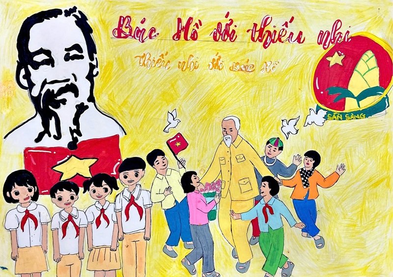 vẽ tranh Bác Hồ với thiếu nhi 19