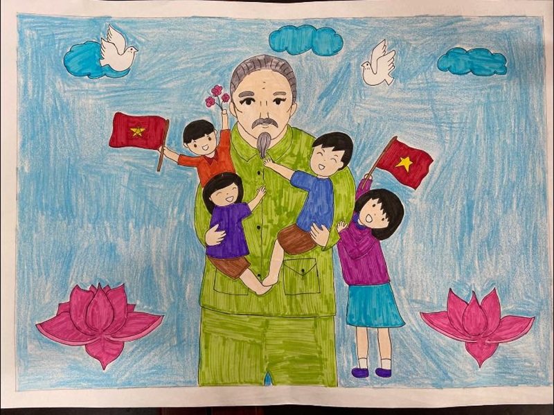 vẽ tranh Bác Hồ với thiếu nhi 24