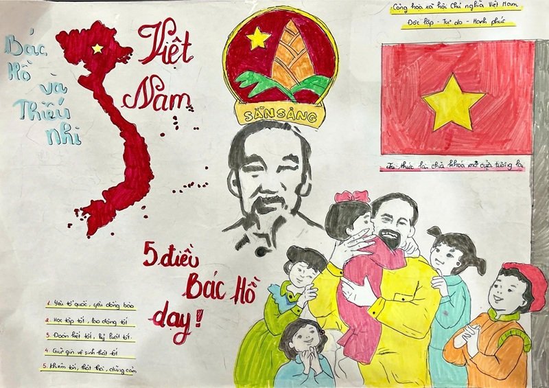 vẽ tranh Bác Hồ với thiếu nhi 6