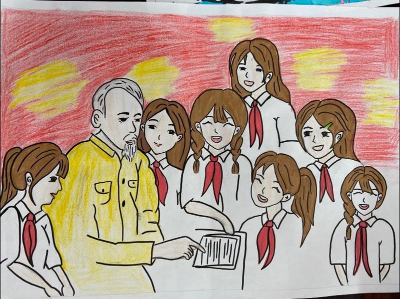 vẽ tranh Bác Hồ với thiếu nhi 34