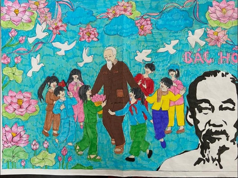 vẽ tranh Bác Hồ với thiếu nhi 42
