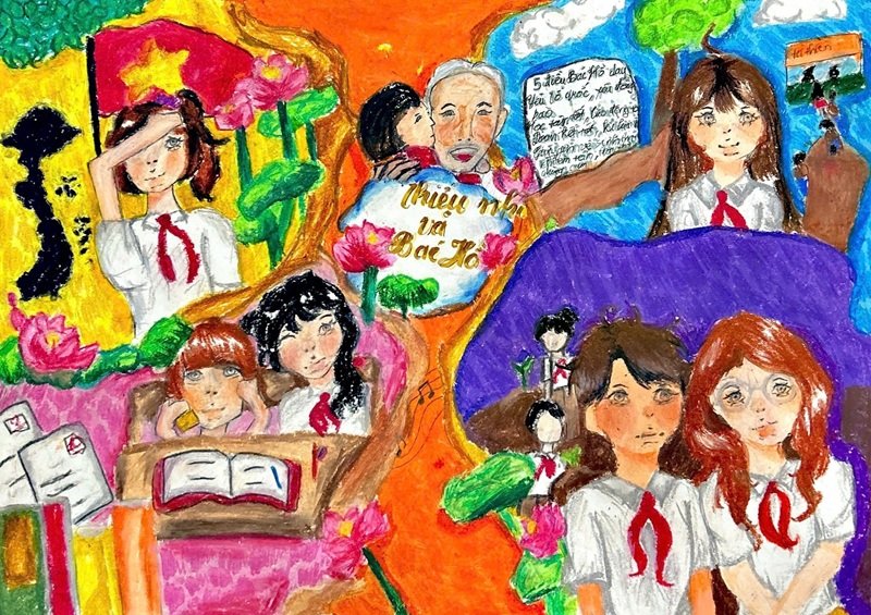 vẽ tranh Bác Hồ với thiếu nhi 8